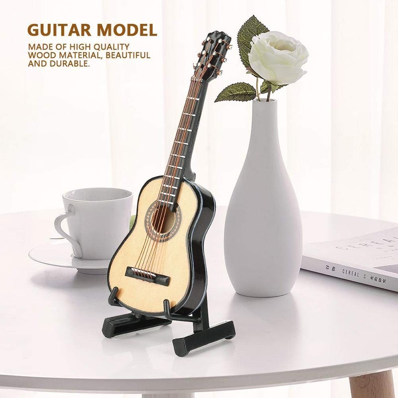 JADPES Miniature Guitar Model Decor, Miniature Wooden Guitar Model Display Mini Musical Ornaments Craft Home Decor for Dollhouse Accessories Model Home Decoration - Image 3